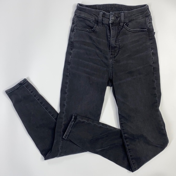American Eagle Black Next Level Stretch Curvy Super Hi-Rise Jegging Size 00 - Picture 1 of 14